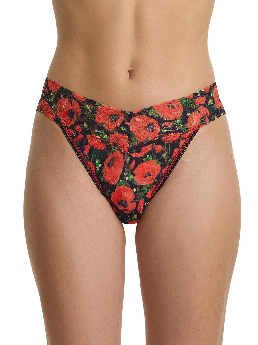 Original Rise Signature Lace Thong In Poppy Holiday - Hanky Panky