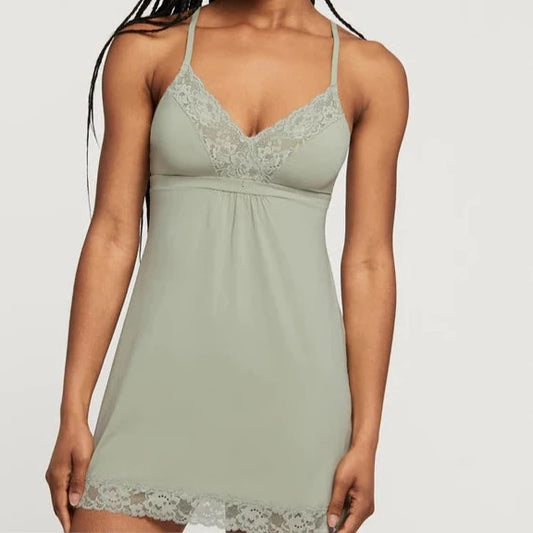 Bust Support Chemise In Sage - Montelle