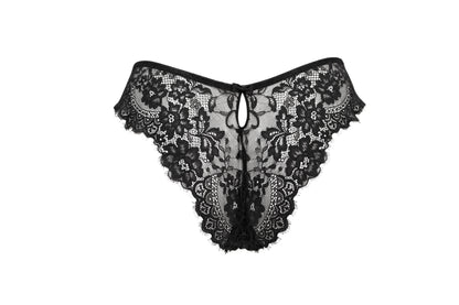 India Eyelash Lace V Brief In Black- Pour Moi