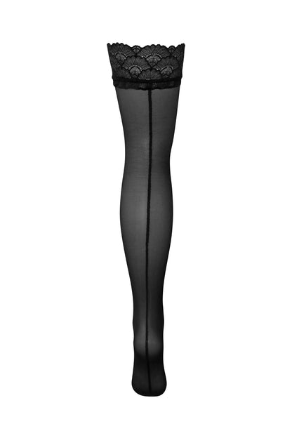 Seam Back Lace Top Hosiery In Black - Pour Moi