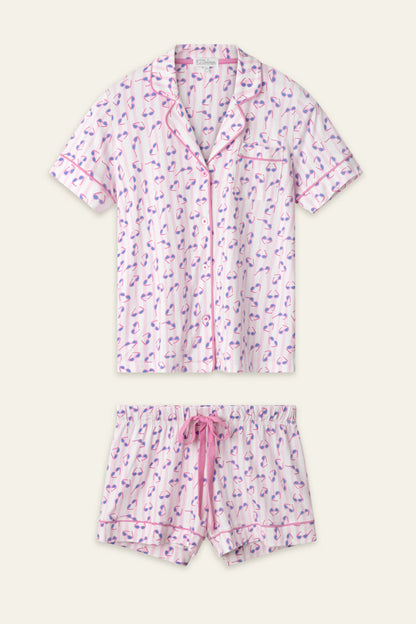 Whimsy Retro Shades Short PJ Set In Pink - PJ Salvage
