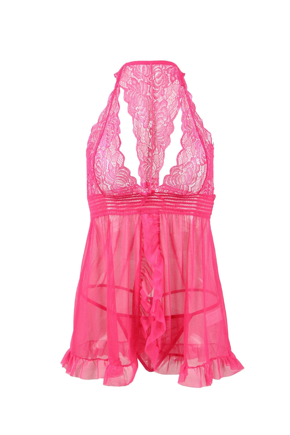 Ladies Sexy Pea Mesh Fly Away Babydoll In Pink - Lovely Lies