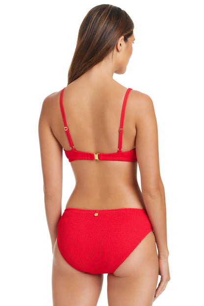 Pucker Up Over The Shoulder Bikini Top In Red - Bleu