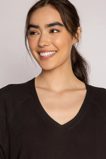 Textured Essentials Top In Black - P.J. Salvage