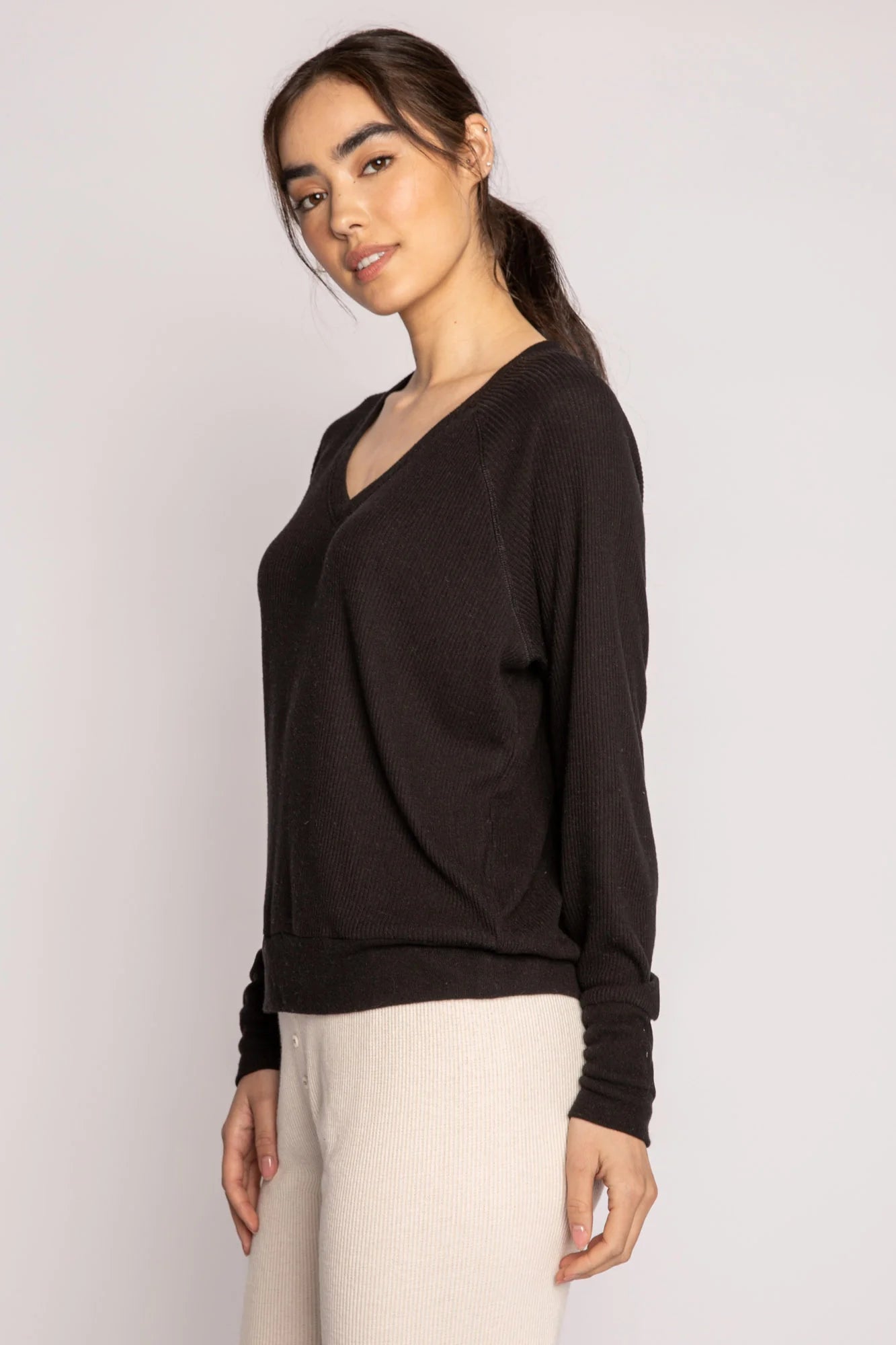 Textured Essentials Top In Black - P.J. Salvage