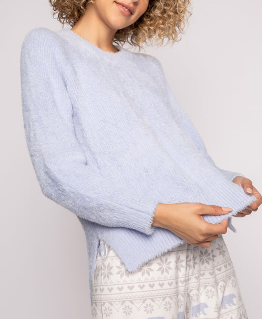 Feather Knit Banded Sleepwear Top In Blue Mist - PJ Salvage