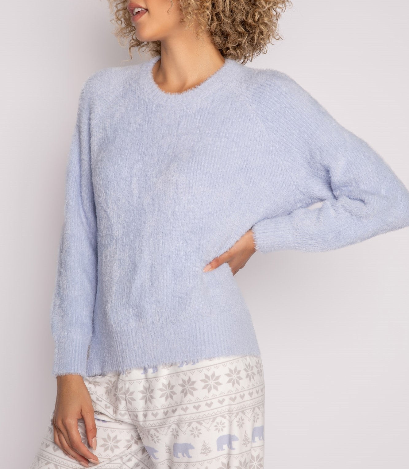 Feather Knit Banded Sleepwear Top In Blue Mist - PJ Salvage