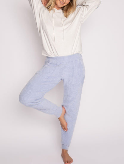 Feather Knit Banded Pant Sleepwear In Blue Mist - PJ Salvage