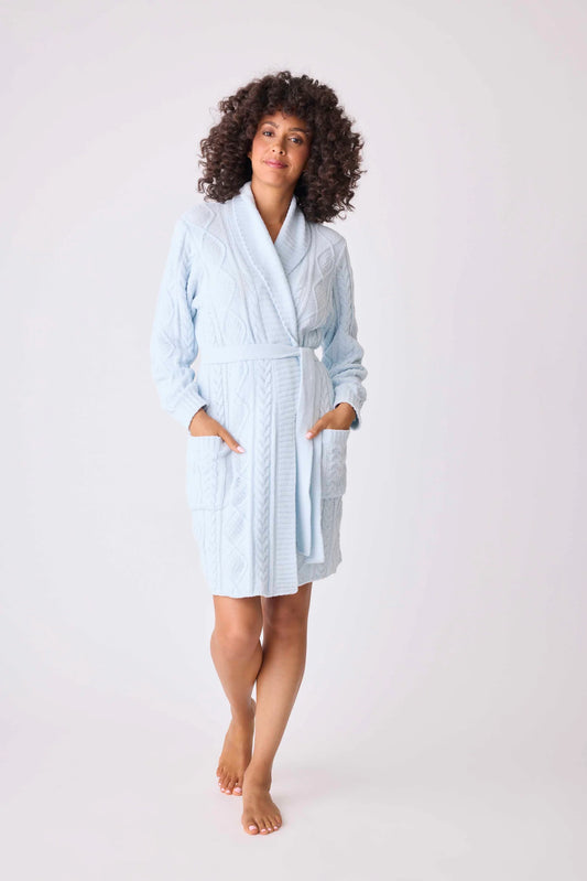 Cable Crew Lounge Robe In Blue Air - P.J. Salvage