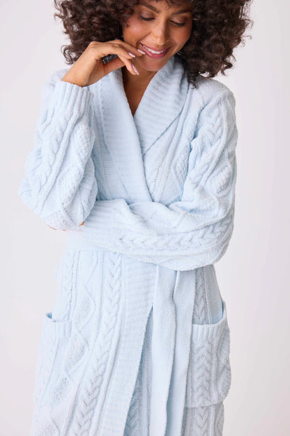 Cable Crew Lounge Robe In Blue Air - P.J. Salvage