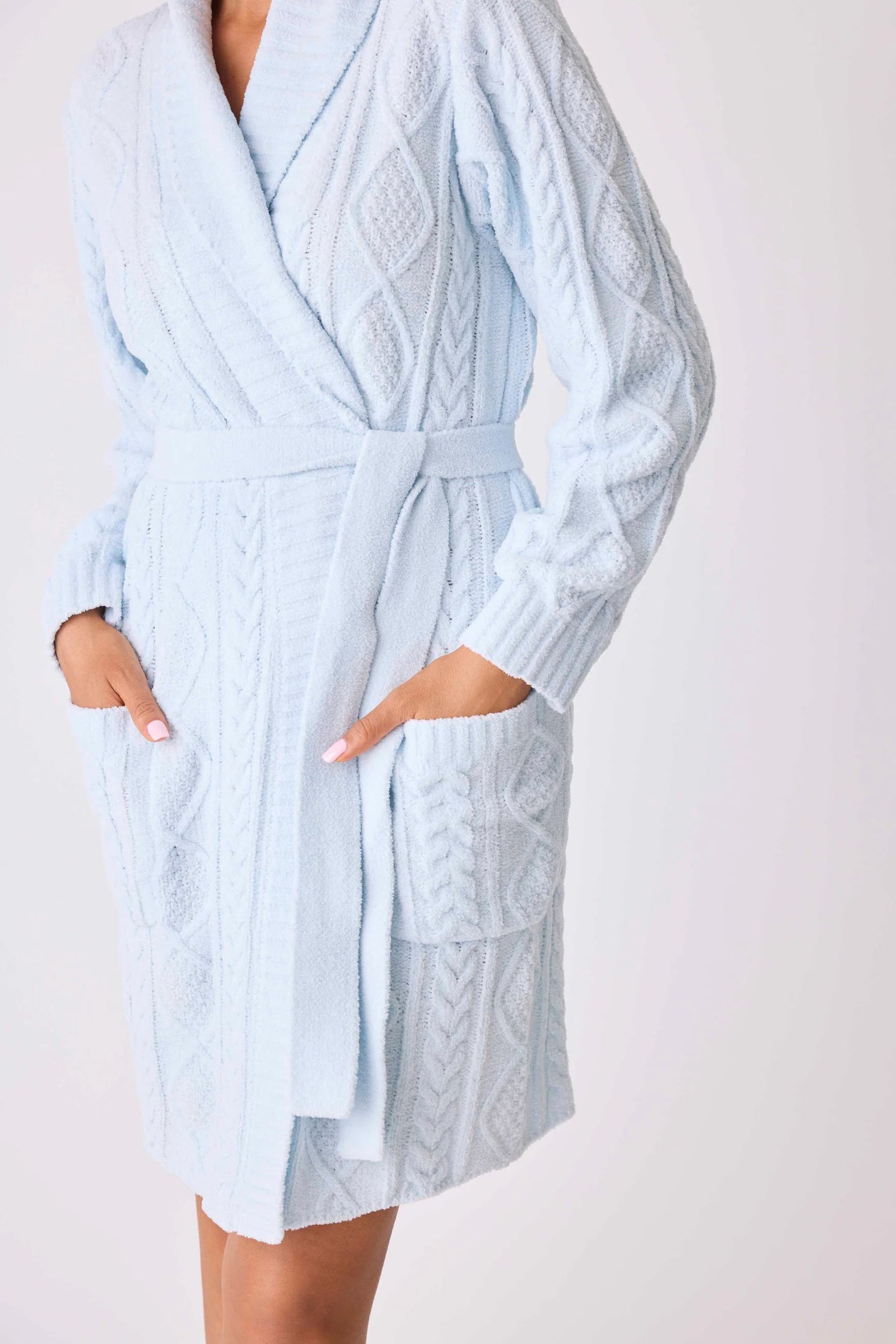 Cable Crew Lounge Robe In Blue Air - P.J. Salvage