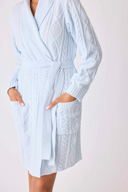 Cable Crew Lounge Robe In Blue Air - P.J. Salvage