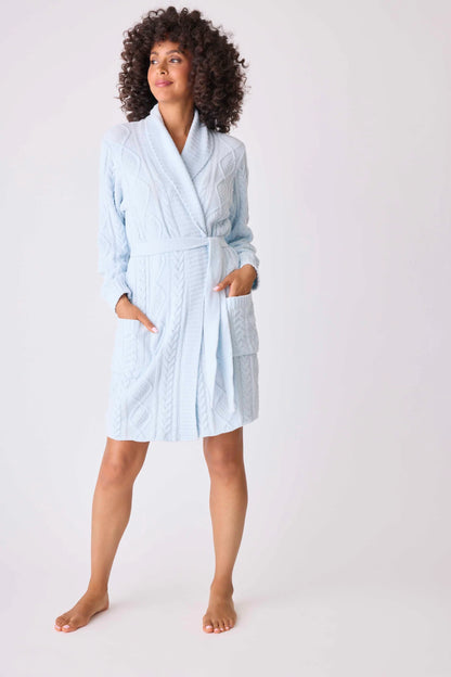 Cable Crew Lounge Robe In Blue Air - P.J. Salvage