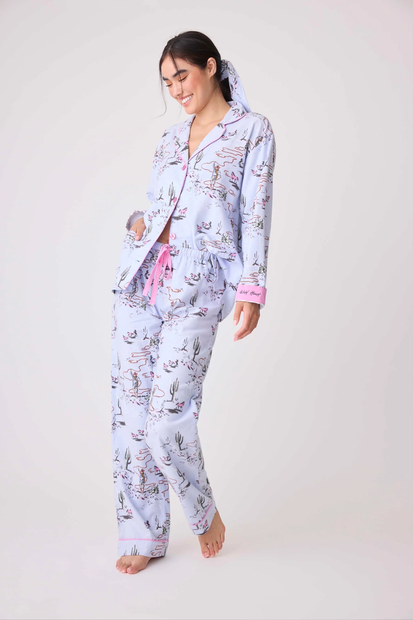 Flannels PJ Set In Blue Whisper - P.J. Salvage