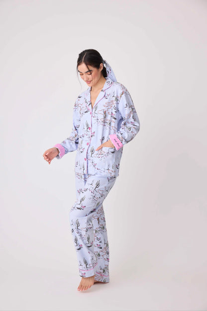 Flannels PJ Set In Blue Whisper - P.J. Salvage