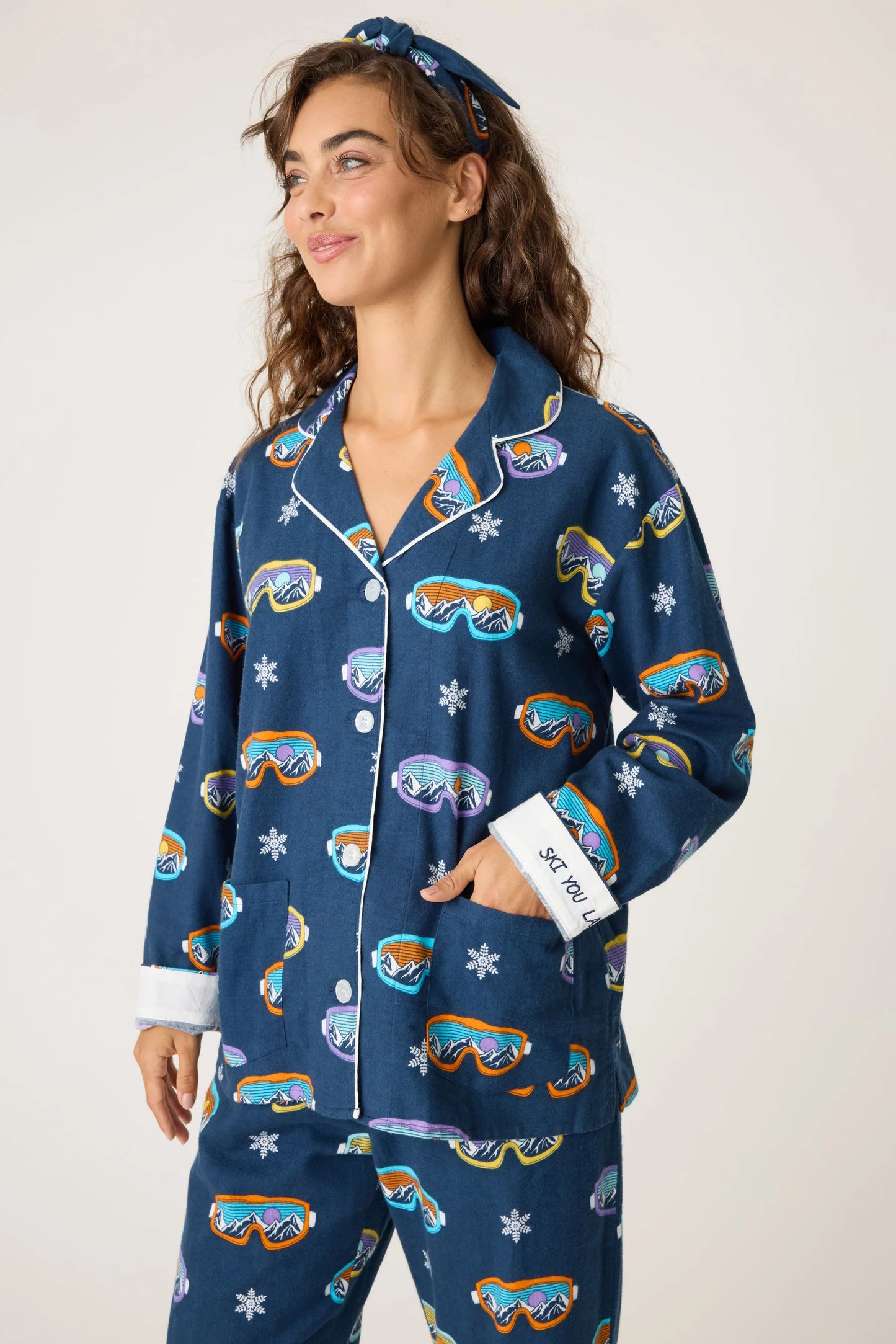 Flannels PJ Set Ski You Later In Navy - P.J. Salvage