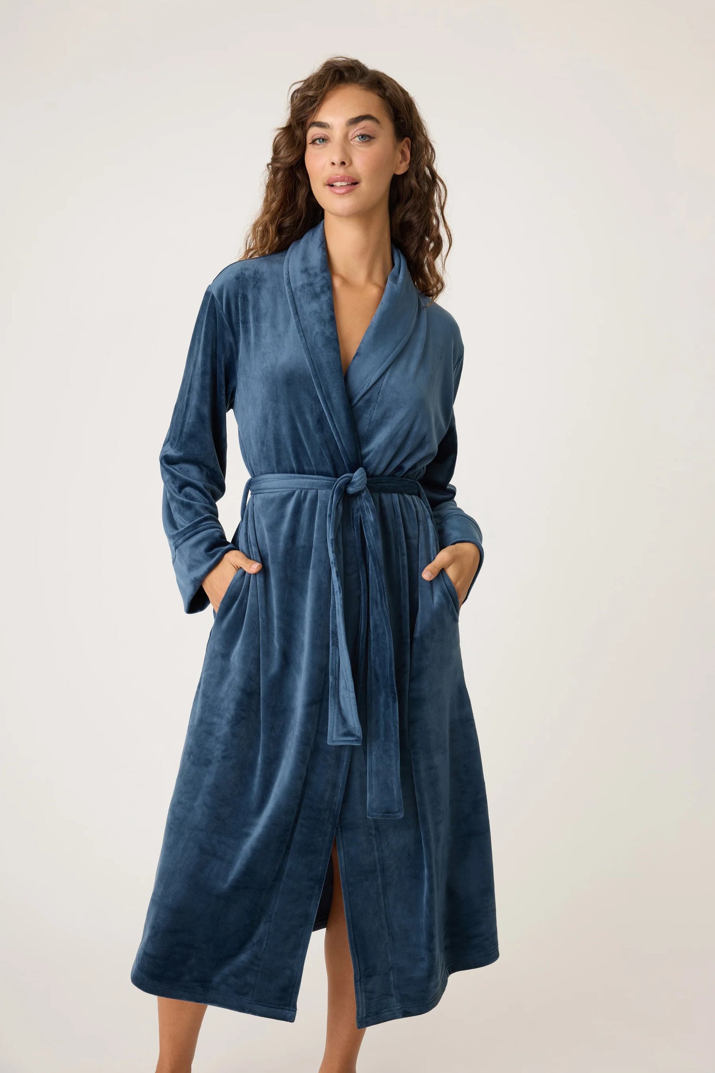 Velvet Velour Robe In Navy - P.J. Salvage