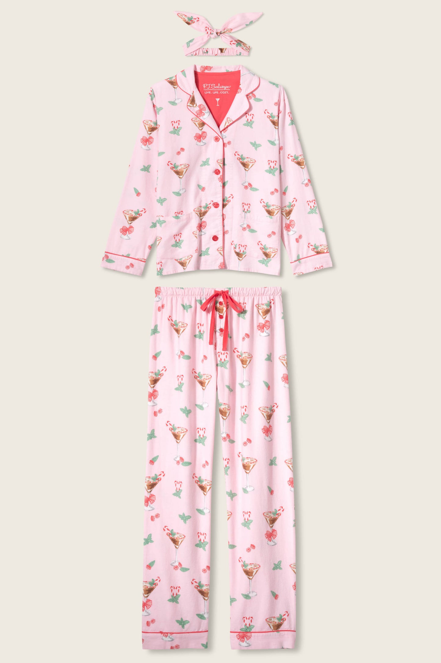 Flannels PJ Set In Ballet Pink - PJ Salvage