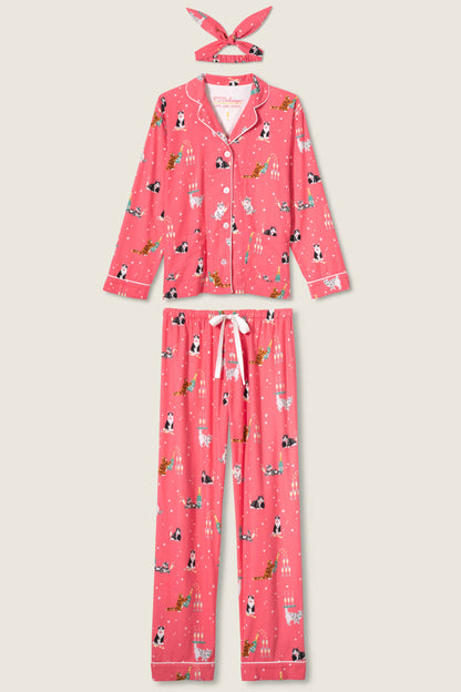 Flannels PJ Set In Dark Coral - PJ Salvage