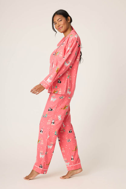 Flannels PJ Set In Dark Coral - PJ Salvage