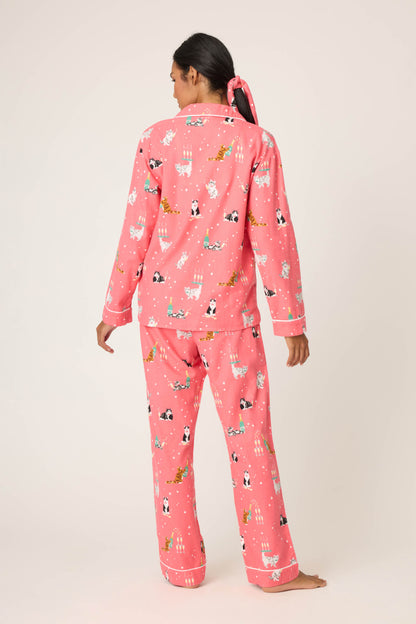 Flannels PJ Set In Dark Coral - PJ Salvage