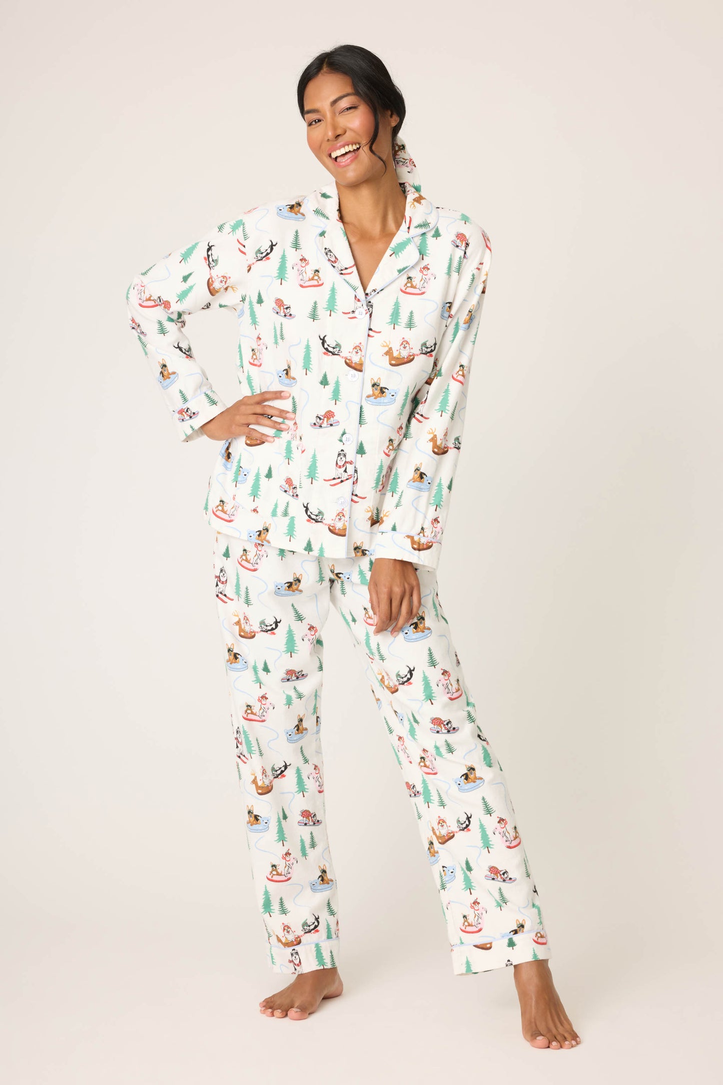 Flannels PJ Set In White - PJ Salvage