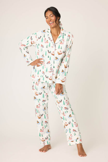 Flannels PJ Set In White - PJ Salvage
