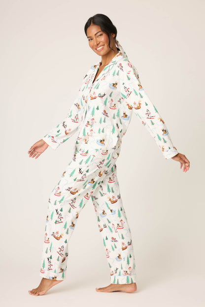 Flannels PJ Set In White - PJ Salvage