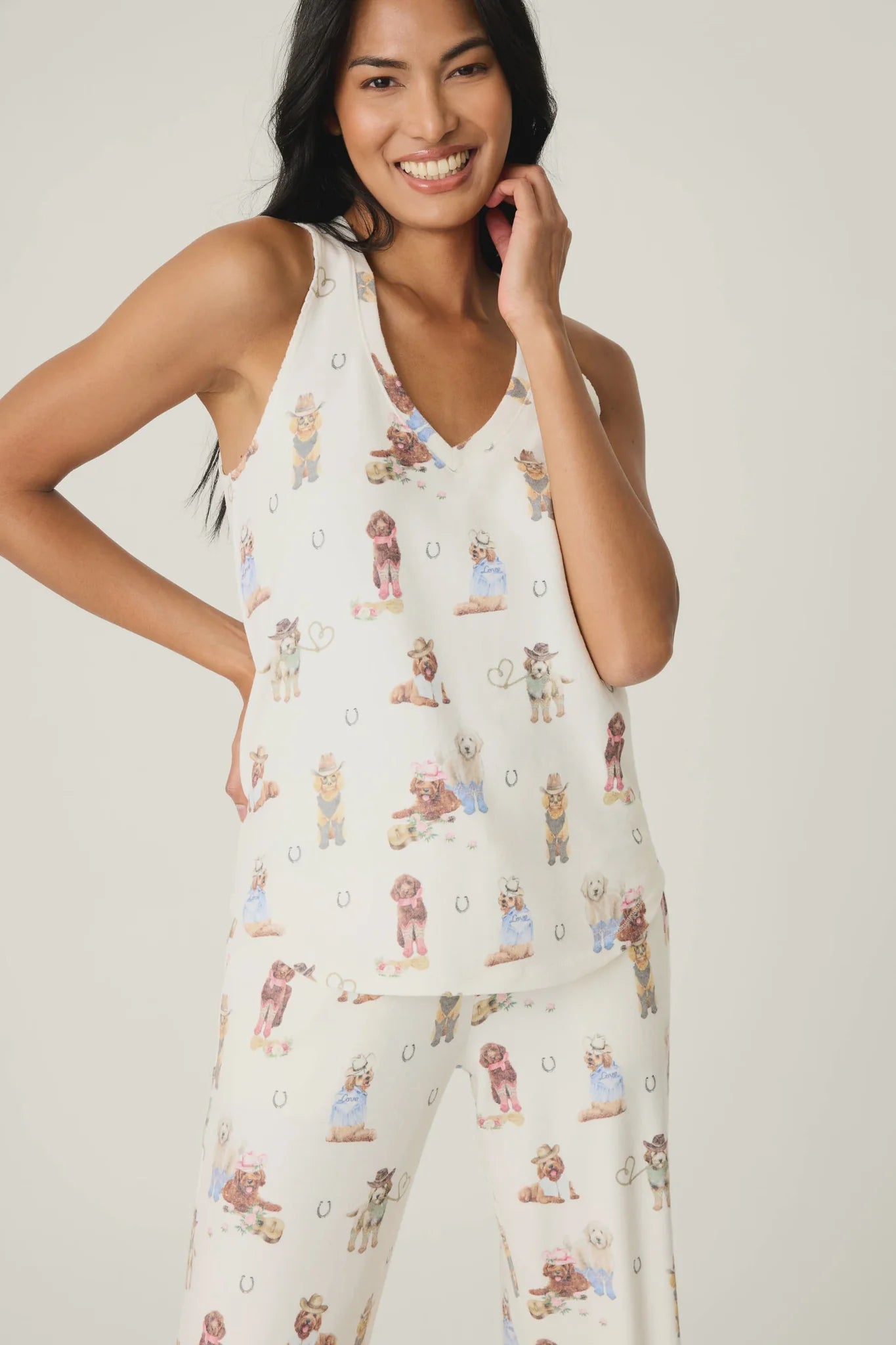 Ruff On The Range Tank Top In Natural - PJ Salvage