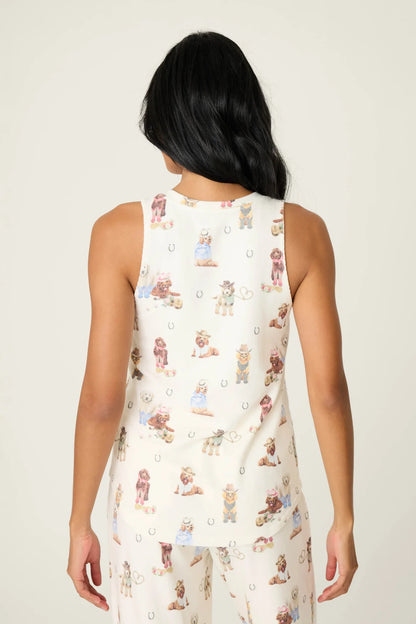 Ruff On The Range Tank Top In Natural - PJ Salvage