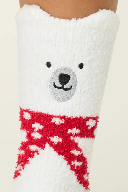 Emboidered Bear Cozy In White - PJ Salvage