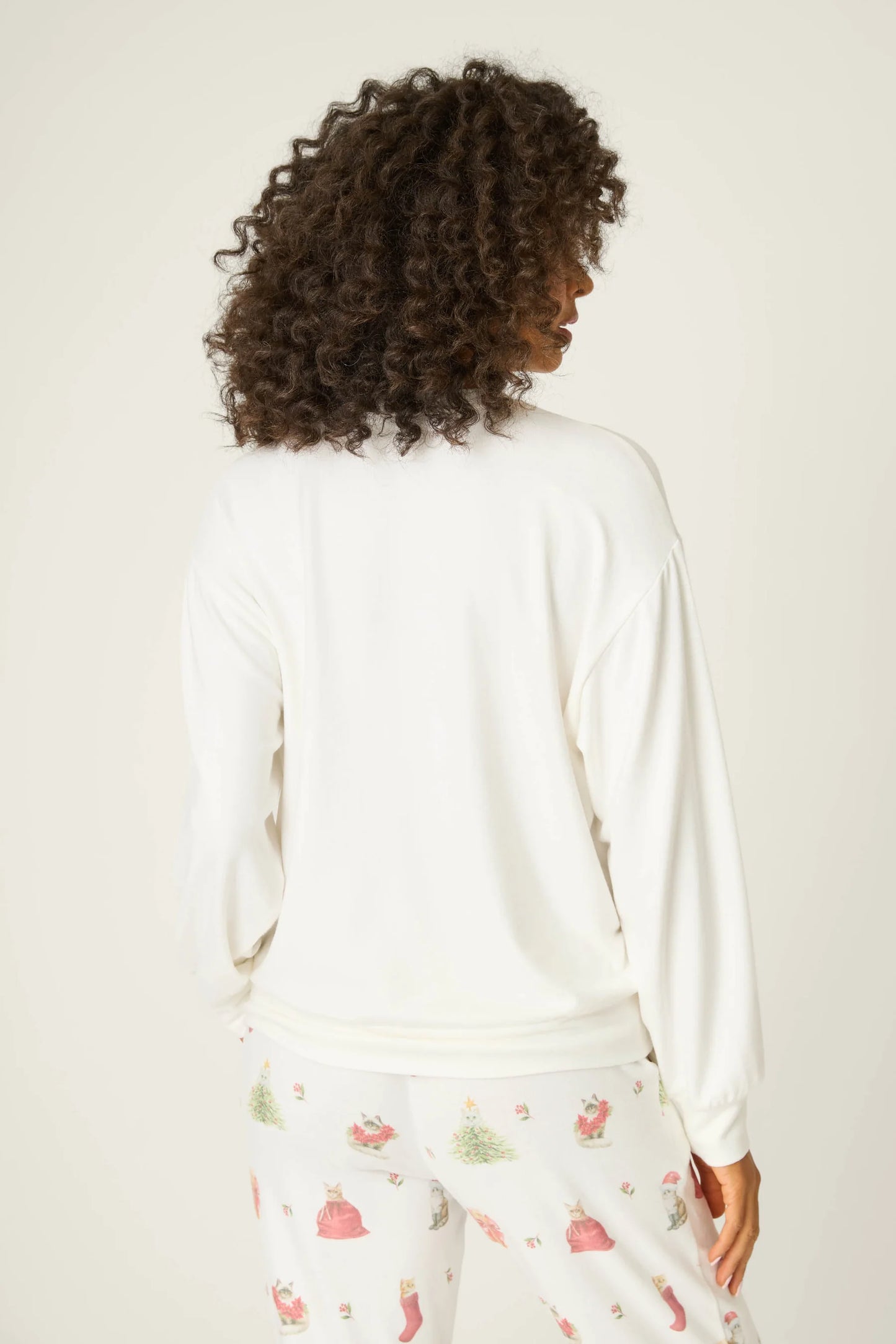 Feline Festive Pullover Top In Ivory - PJ Salvage