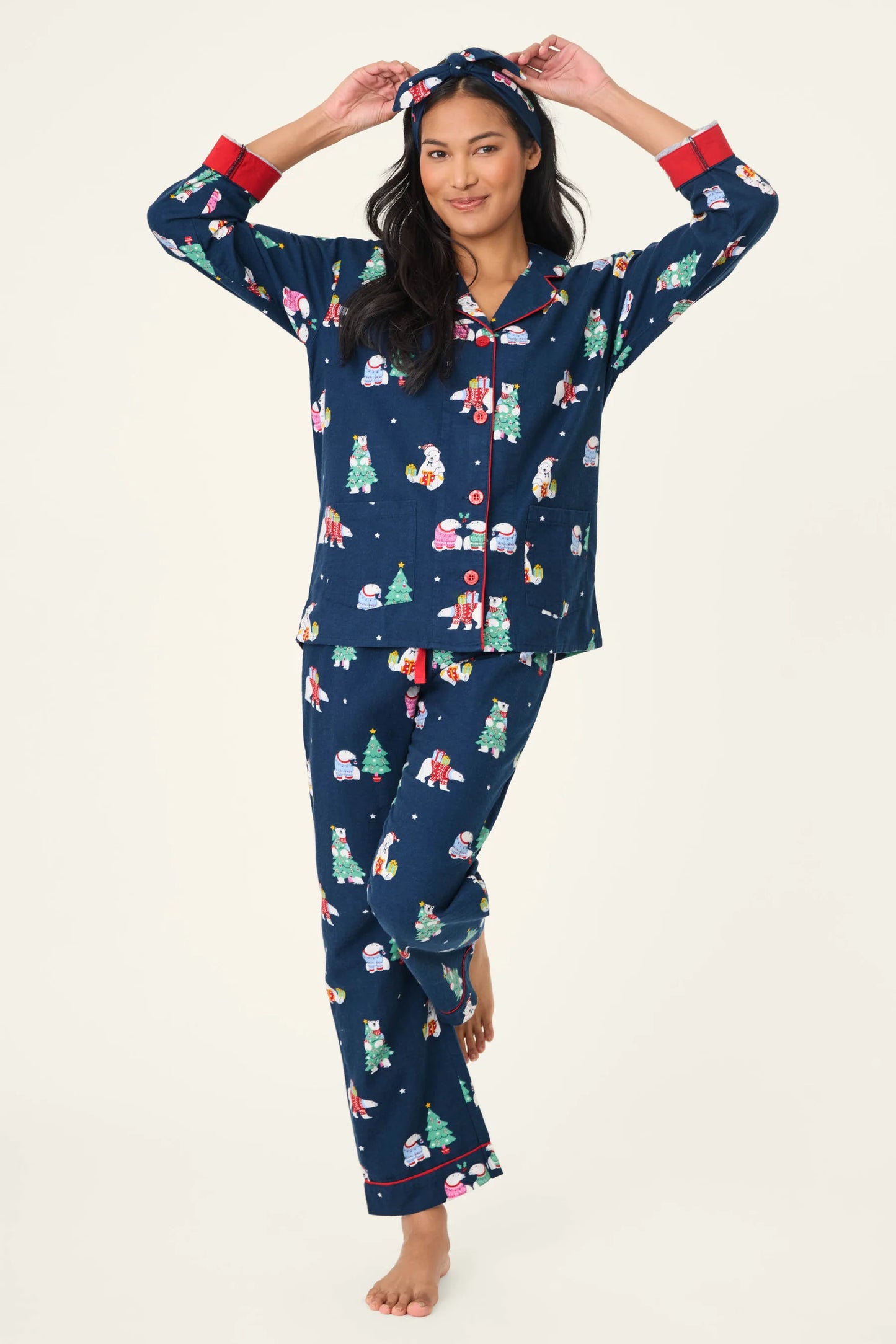 Flannels PJ Set In Navy - PJ Salvage