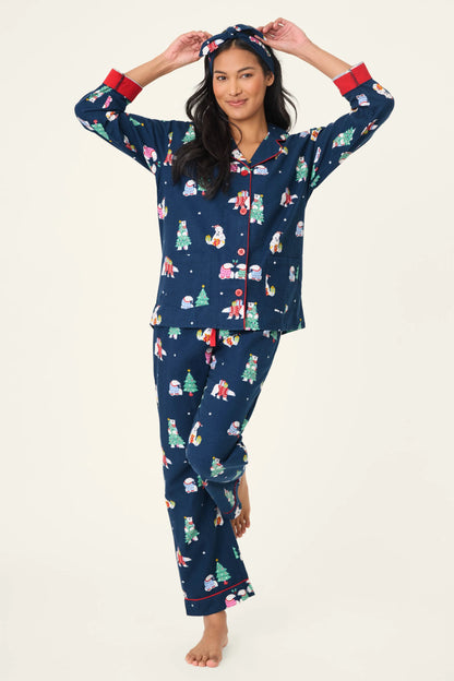 Flannels PJ Set In Navy - PJ Salvage