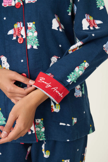 Flannels PJ Set In Navy - PJ Salvage