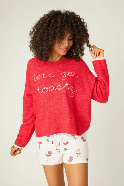 Lets Get Toasty Pullover Top In Samba Red - PJ Salvage