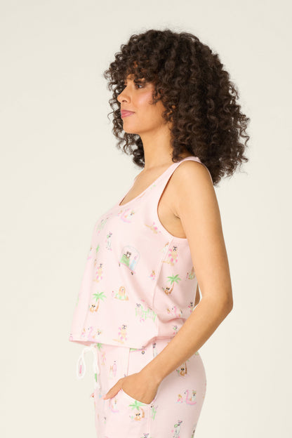 Pupcation Palms Sunnies & Sunshine Tank Top in Light Pink - PJ Salvage