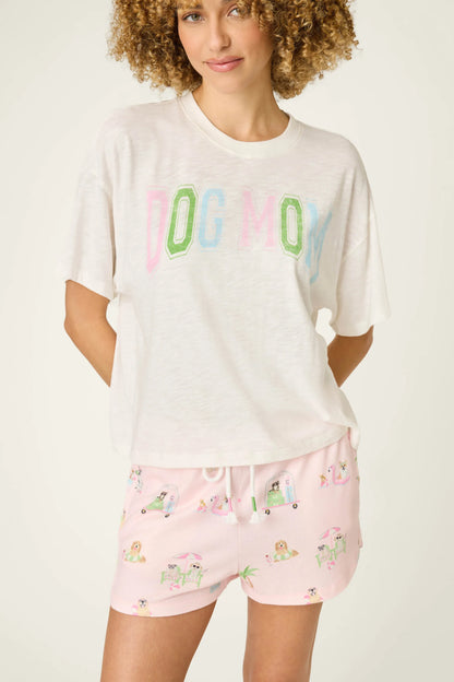 Pupcation Palms Top Short Sleeve Tee in Ivory - PJ Salvage