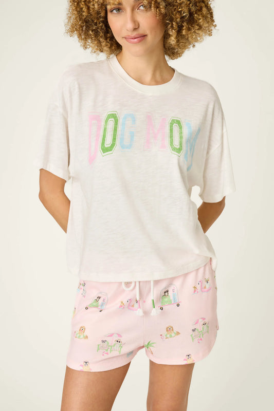 Pupcation Palms Top Short Sleeve Tee in Ivory - PJ Salvage