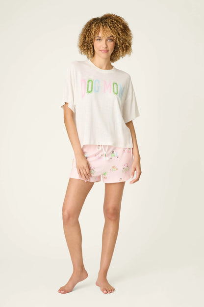 Pupcation Palms Top Short Sleeve Tee in Ivory - PJ Salvage