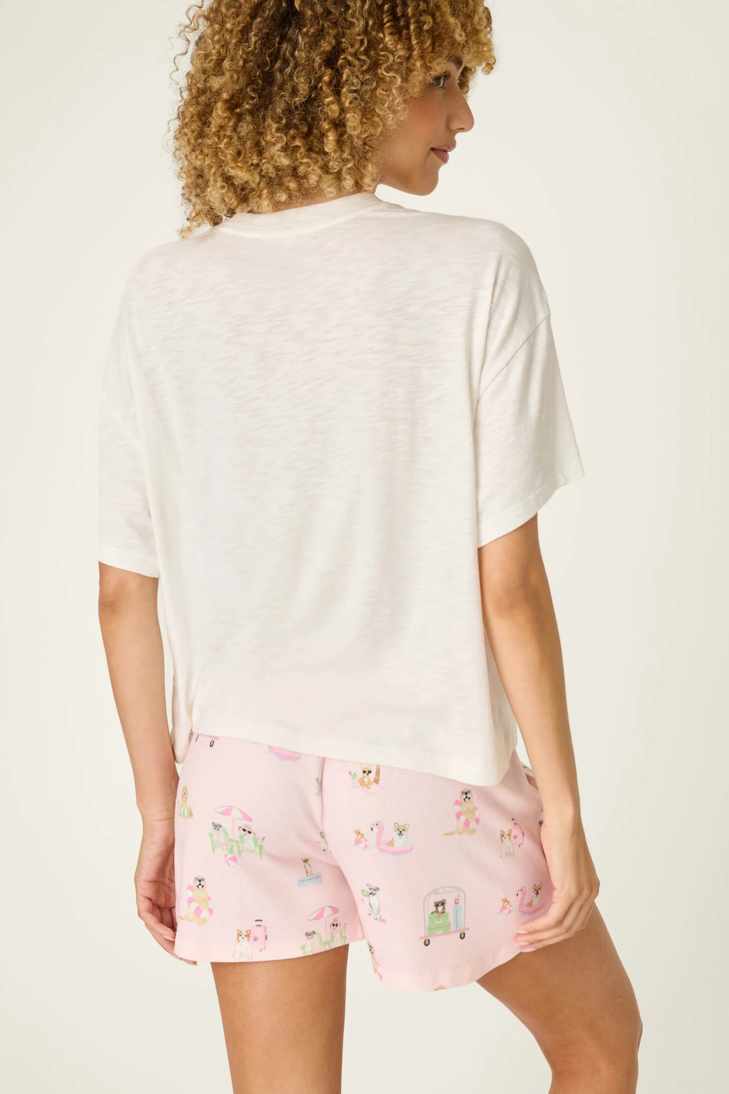Pupcation Palms Top Short Sleeve Tee in Ivory - PJ Salvage