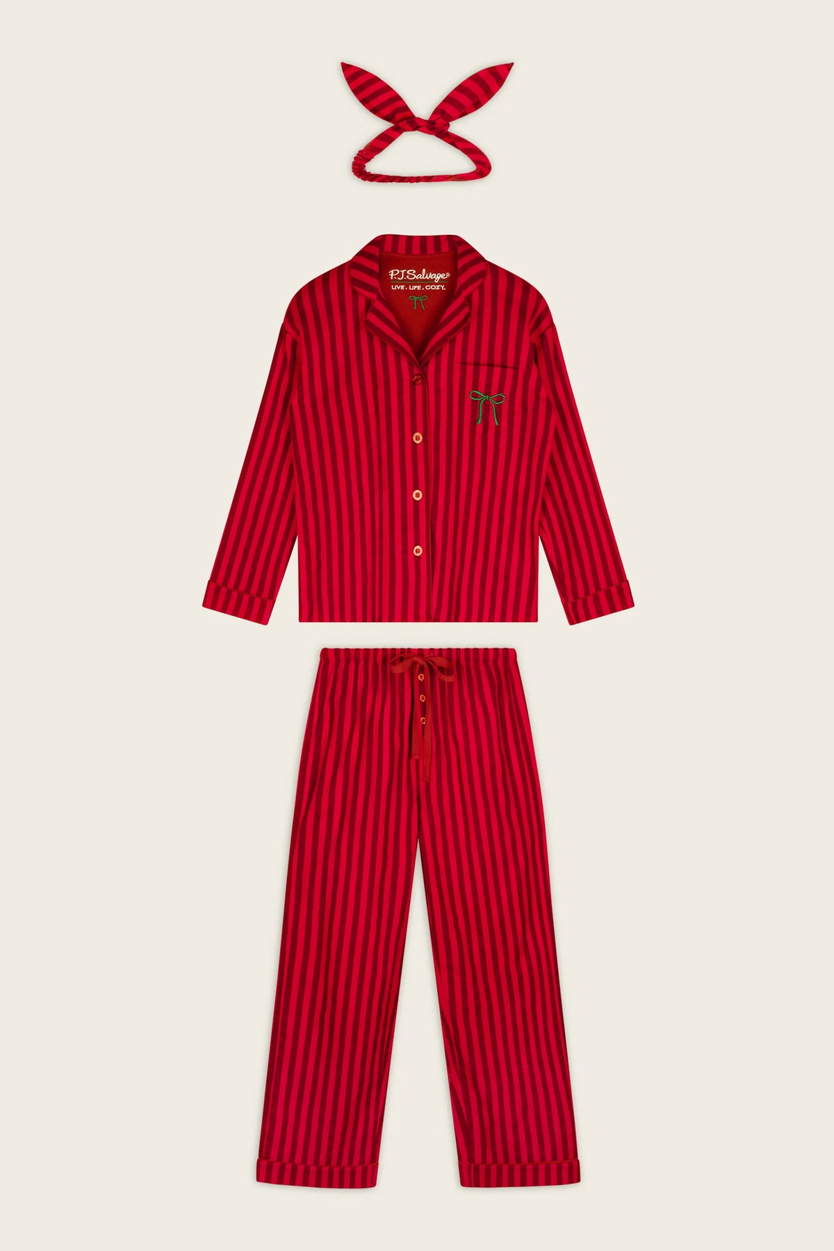 Flannels Icon Set in Lipstick Stripe - PJ Salvage