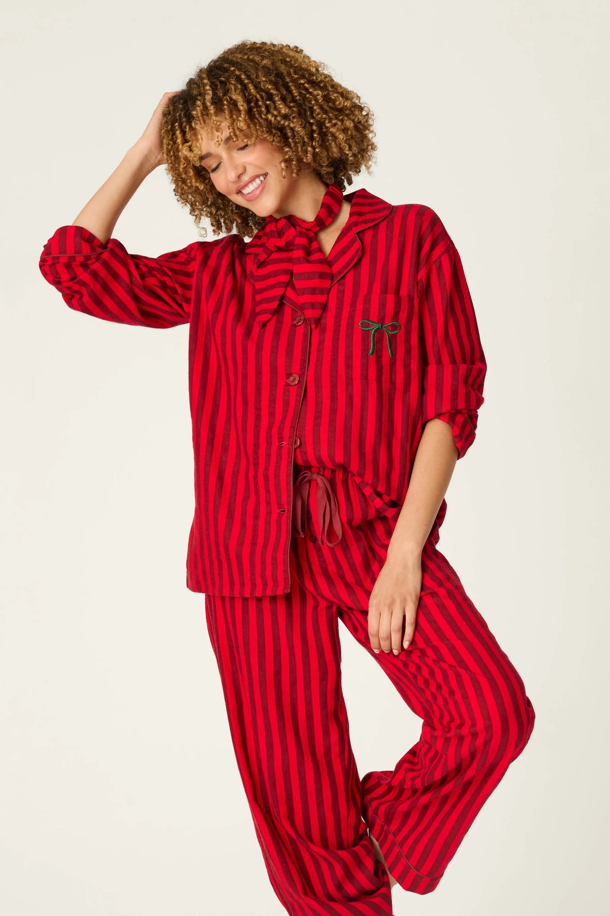 Flannels Icon Set in Lipstick Stripe - PJ Salvage