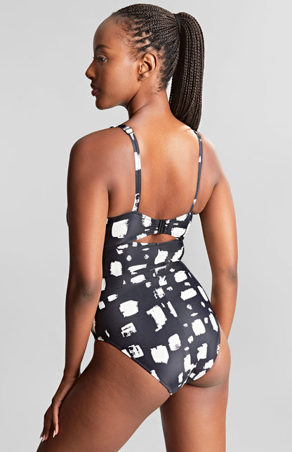 Paloma Balcony Swimsuit In Black Sand Print - Panache