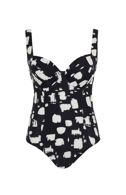 Paloma Balcony Swimsuit In Black Sand Print - Panache