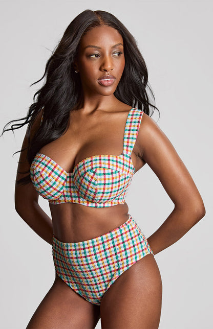 Seersucker Bette Balcony Wide Strap Bikini In Seersucker Multi - Panache