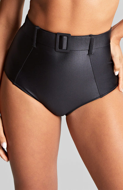 Obsidian High Waist Belted Brief In Black - Panache