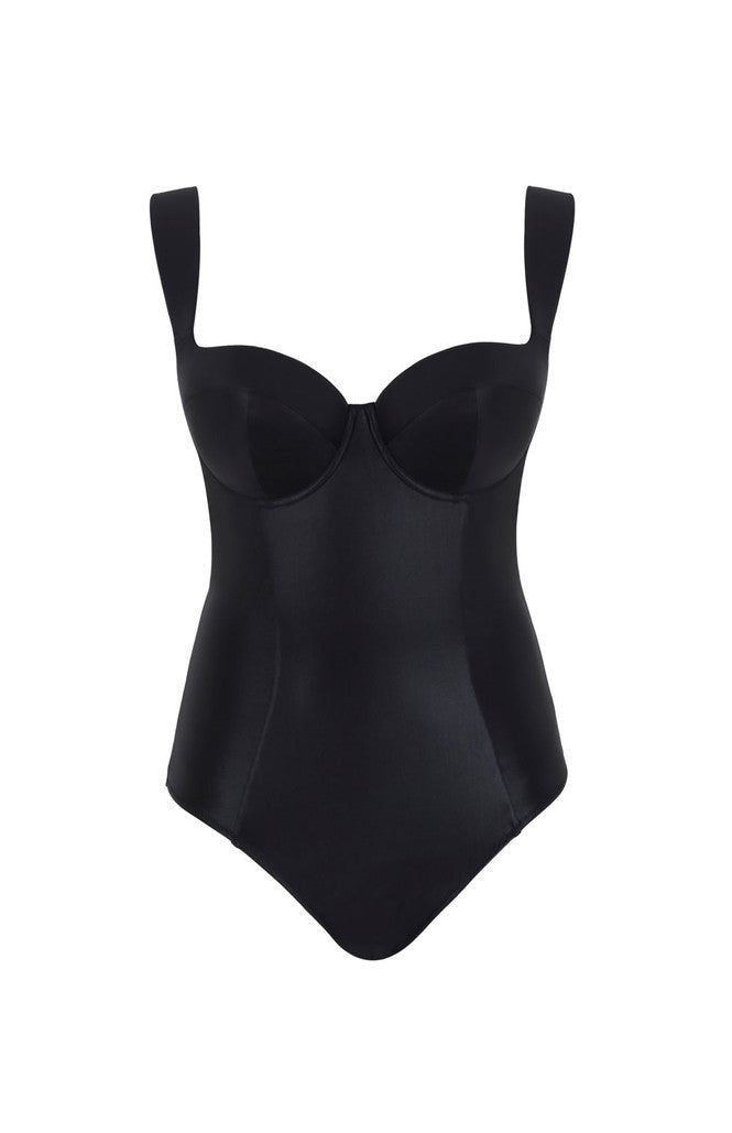 Obsidian Monica Balcony Wide Strap Swimsuit In Black - Panache