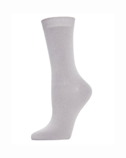 Flat-Knit Bamboo Blend Crew Socks In Ash - MeMoi