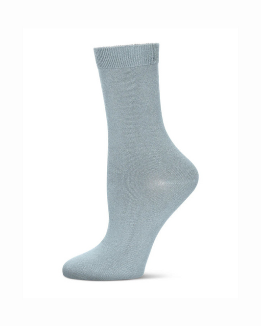 Flat-Knit Bamboo Blend Crew Socks In Blue Fog - MeMoi